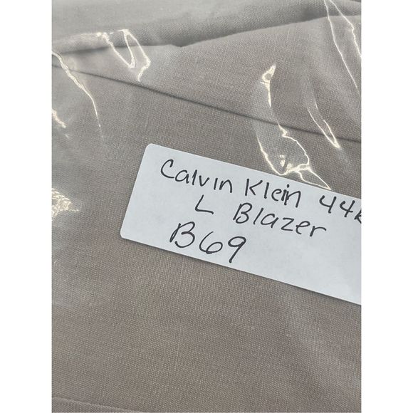 Calvin Klein Blazer Men Large 44R Beige Tan Linen Blend 2 Button Sport Coat - Picture 11 of 11